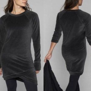 Athleta Crisscross Velour Tunic Dress Gray Women's Small
